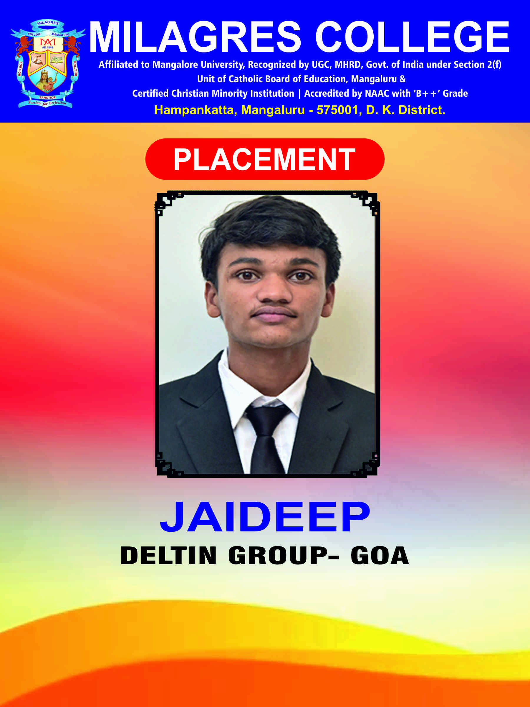 Successfully placed student